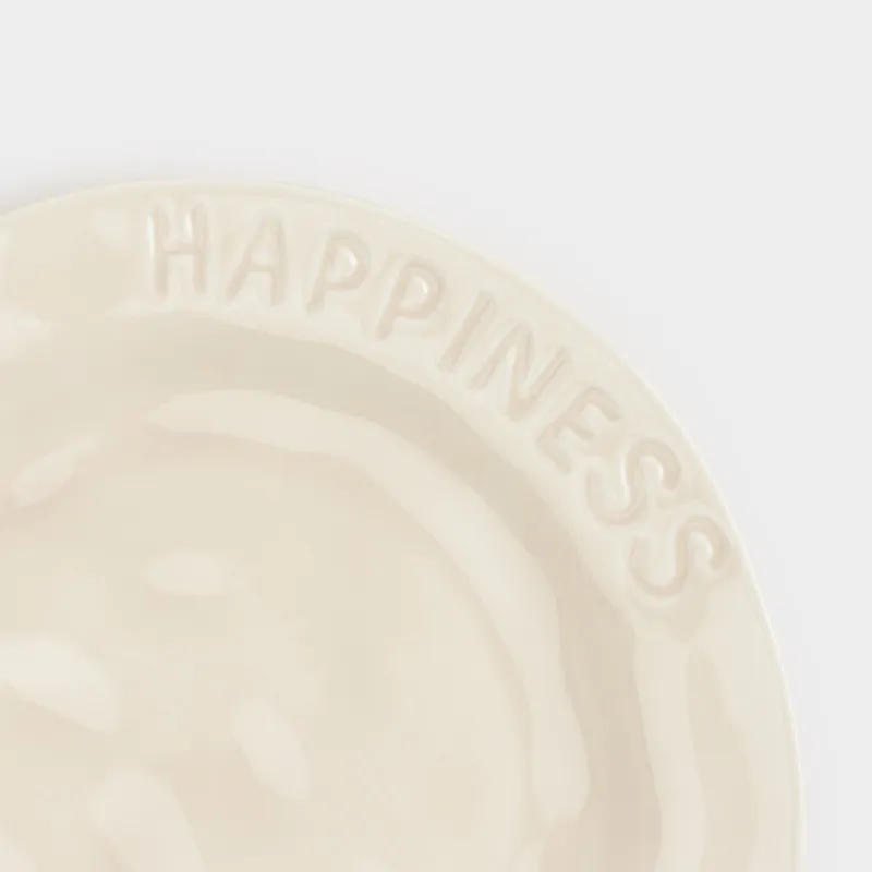 Тарелка десертная, 20 см, фарфор P, молочная, Happiness, Crumple words, image-2