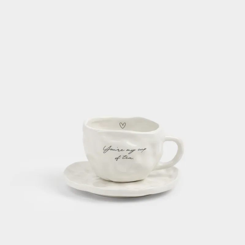 Пара чайная, 1 перс, 2 пр, 300 мл, керамика D, молочная, You're my cup of tea, Crumple amour