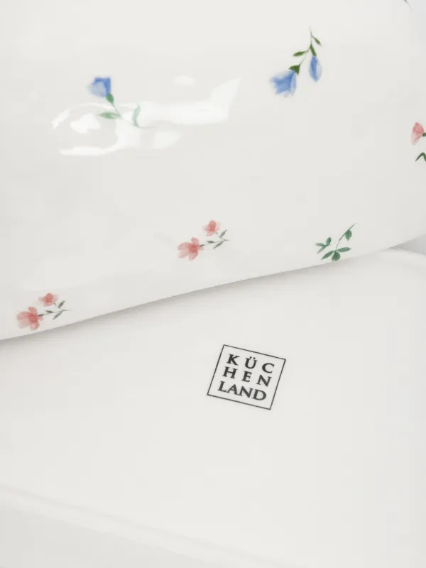 Масленка, 16 см, керамика D, прямоугольная, молочная, Нежные цветы, El flora, image-4