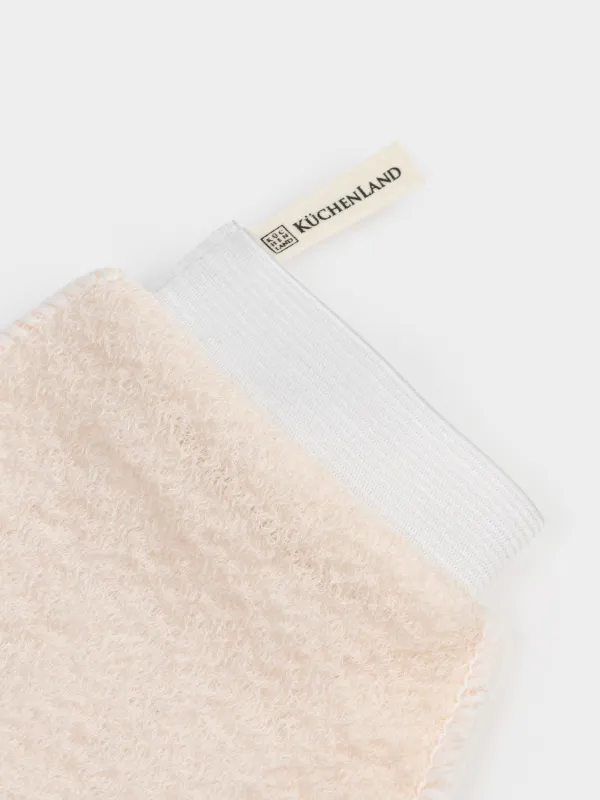 Мочалка-варежка для мытья тела, 21х17 см, отшелушивающая, полиэстер/нейлон, белая, Unique spa, image-3