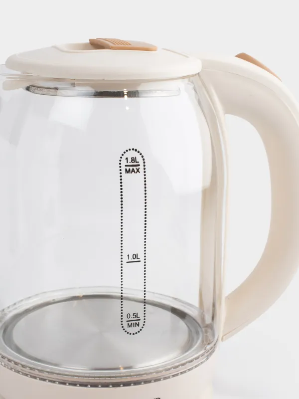 Чайник электрический, 1,8 л, 1500 Вт, стекло Б/пластик, с подсветкой, бежевый, Choice, image-2