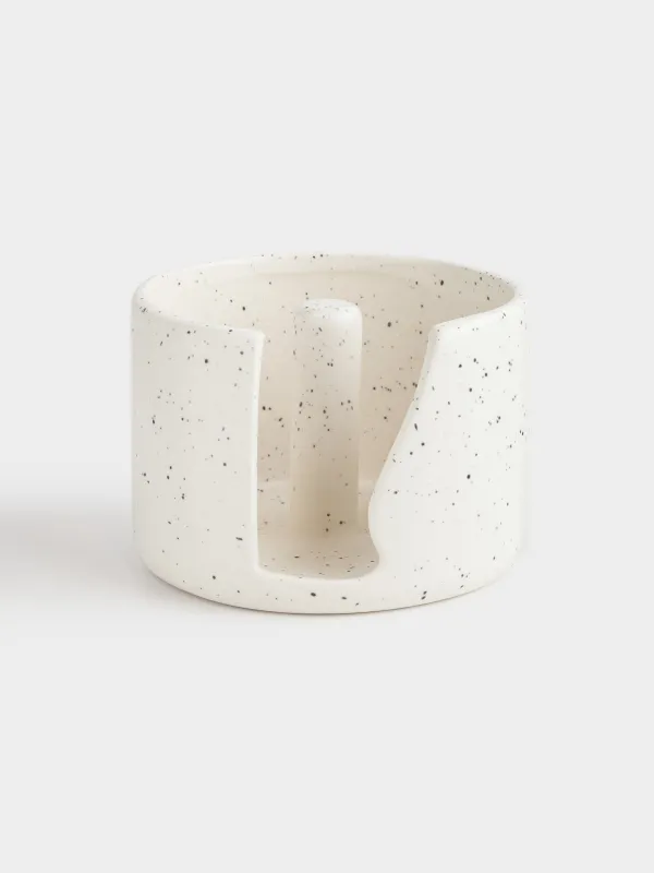 Держатель для бумажных полотенец, 8 см, керамика, молочный, в крапинку, Speckled black, image-0