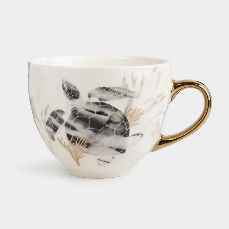 Кружка, 430 мл, фарфор N, бело-золотистая, Черепаха, Grand turtle