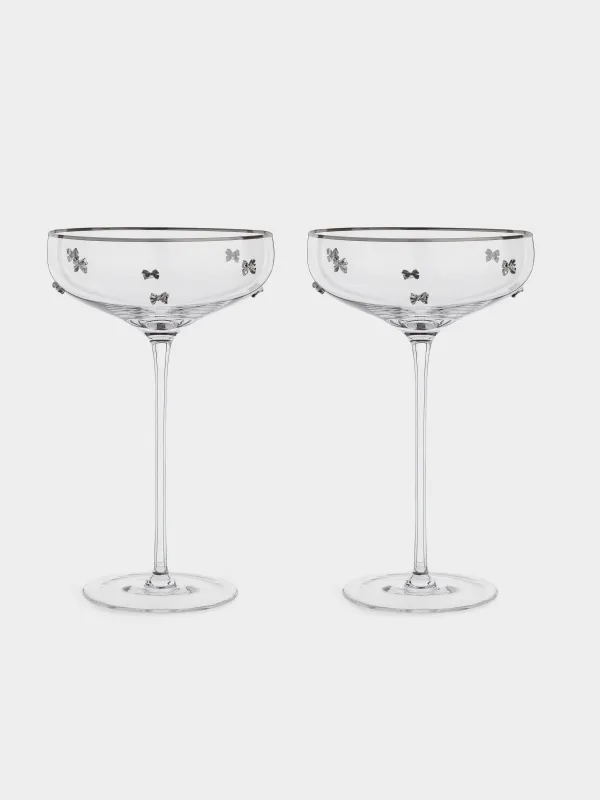 Бокал-креманка для шампанского, 250 мл, 2 шт, кристальное стекло, с серебристым кантом, Ferentino decor, image-0