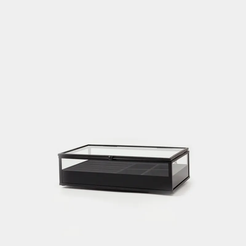 Шкатулка для украшений, 21х13 см, стекло/металл, черная, Collection