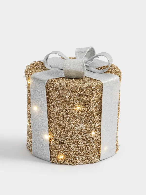 Статуэтка с подсветкой, 20 см, полиэстер/металл, круглая, шампань, Подарок, Frosty sparks, image-0