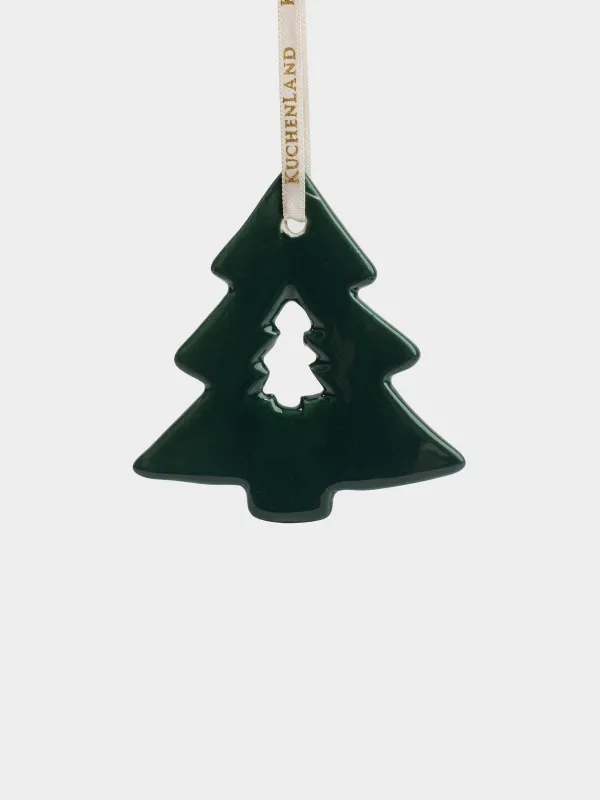 Игрушка елочная, 7 см, фарфор P, зеленая, Елка, Figure christmas, image-0