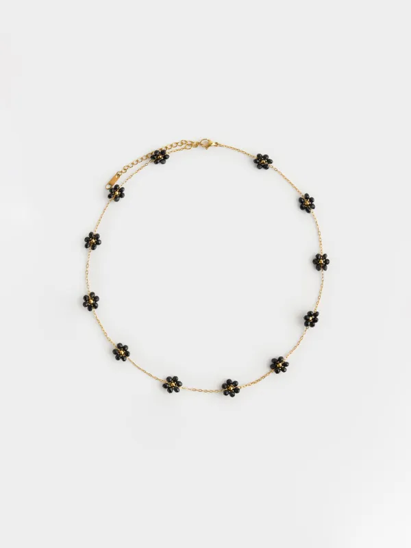 Цепочка, 45 см, металл/стекло, золотистая, Цветы, Jewelry flower, image-0