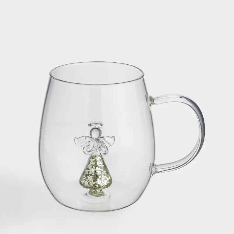 Кружка, 500 мл, стекло Б, Ангел с блестками, Shape