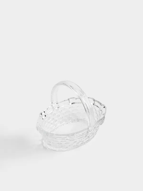 Ваза для фруктов, 17x14 см, с ручкой, стекло Р, Корзина, Clear pattern, image-1