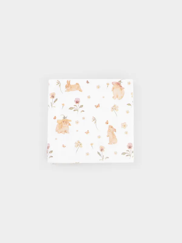 Салфетки бумажные, 33х33 см, 20 шт, квадратные, белые, Кролики и цветы, Easter, image-0