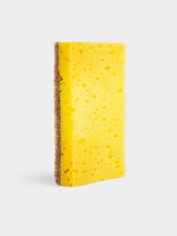 Губка для мытья посуды, 11х7 см, 2 шт, древесное волокно/сизаль, бежево-желтая, Green clean, image-6