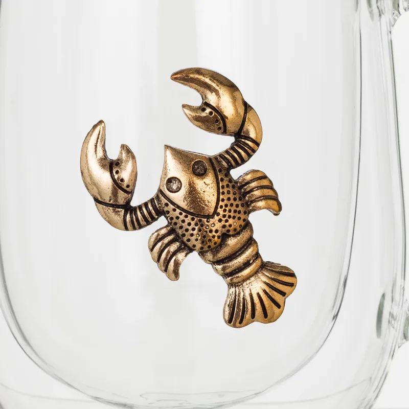 Кружка, 350 мл, стекло Б/металл, золотистая, Рак, Air-zodiac, image-4