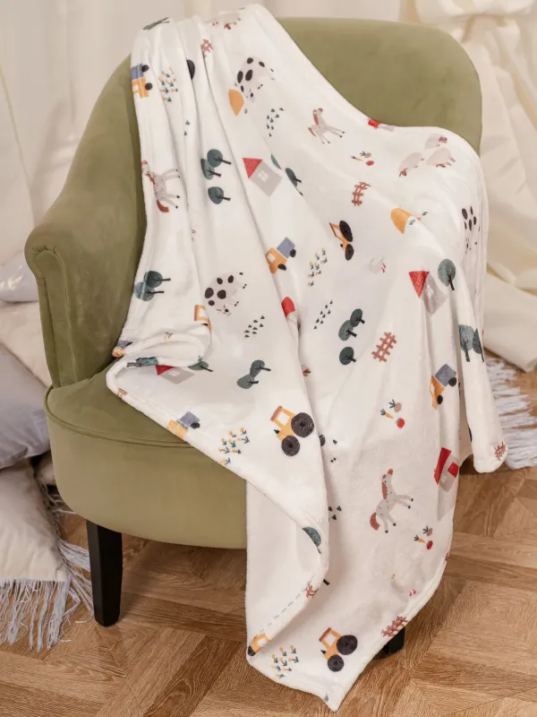 Плед, 90х120 см, детский, фланель, молочный, Ферма, Flannel, image-4