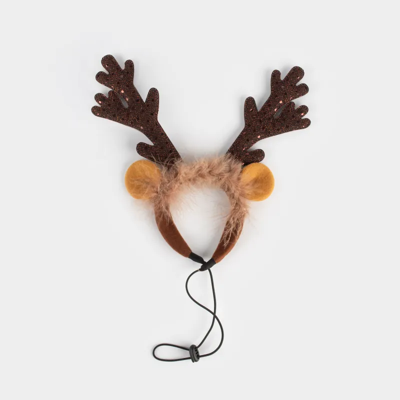 Ободок для животных, 30x30 см, полиэстер/пластик, коричневый, Рога оленя, Christmas pet