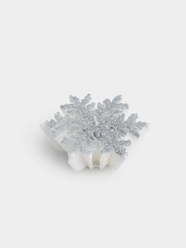 Свеча, 10x4 см, с блестками, Снежинка, Snowfall, image-0