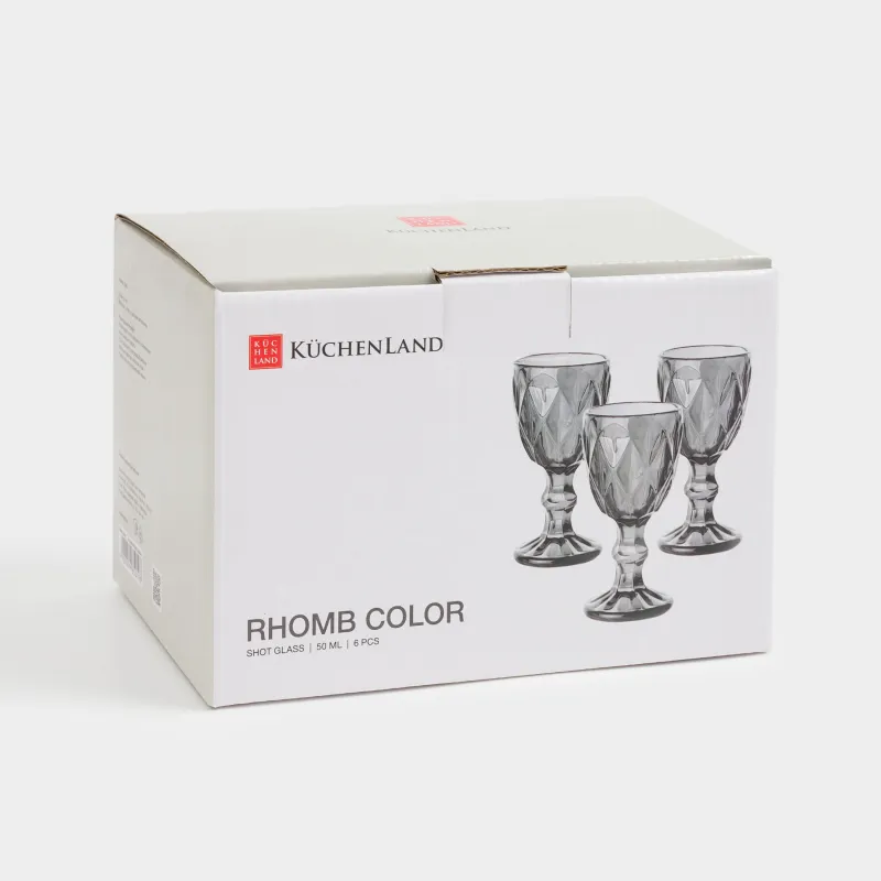 Рюмка, 50 мл, 6 шт, стекло Р, серая, Rhomb color, image-6