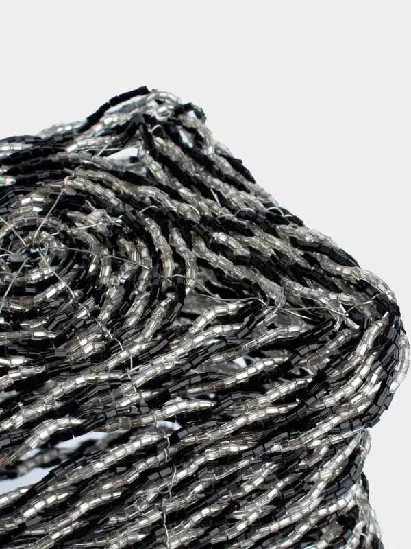 Шкатулка, 10х10 см, бисер, черно-серебристая, Shiny beads, image-3