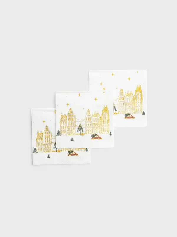 Салфетки бумажные, 21х21 см, 20 шт, Зимний город, Snow sparks, image-2
