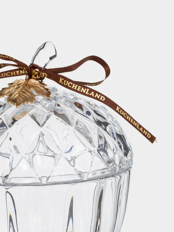 Емкость для хранения, 11х15 см, 320 мл, с кисточкой, стекло Р/металл, Желудь, Clear pattern, image-1