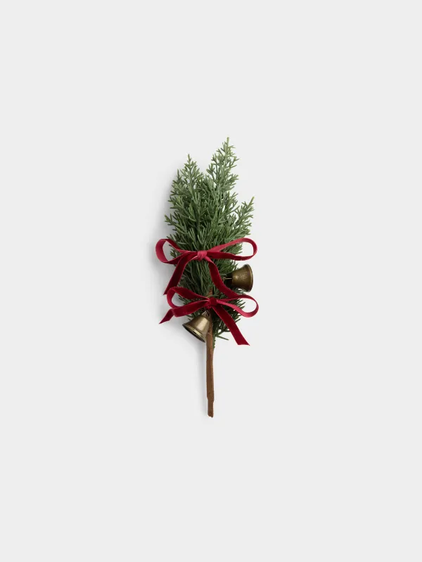 Ветка декоративная, 26 см, Ель с колокольчиками, Conifer decor, image-0