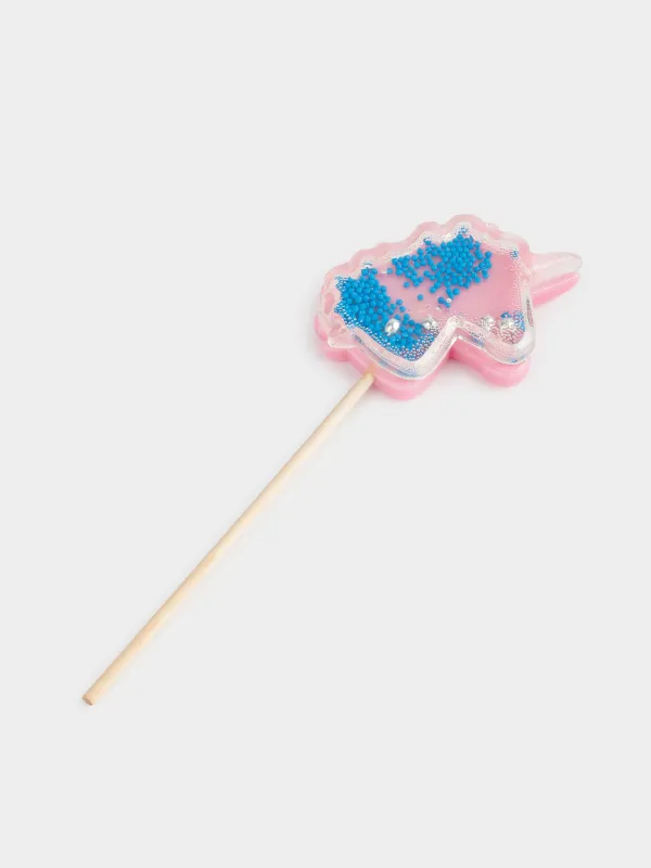 Леденец, 30 гр, погремушка, на палочке, изомальт, розовый, Единорог, Unicorn, image-2