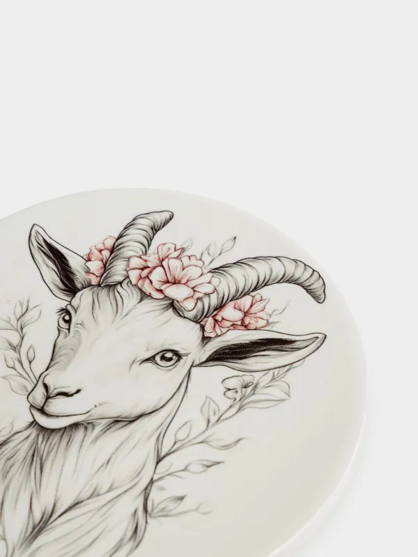 Подставка под кружку, Коза в венке, Goat in flowers, image-1