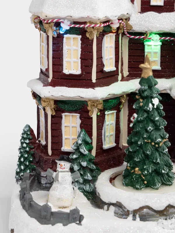 Статуэтка с подсветкой, 14х22 см, анимированная, Дом, Christmas style, image-3