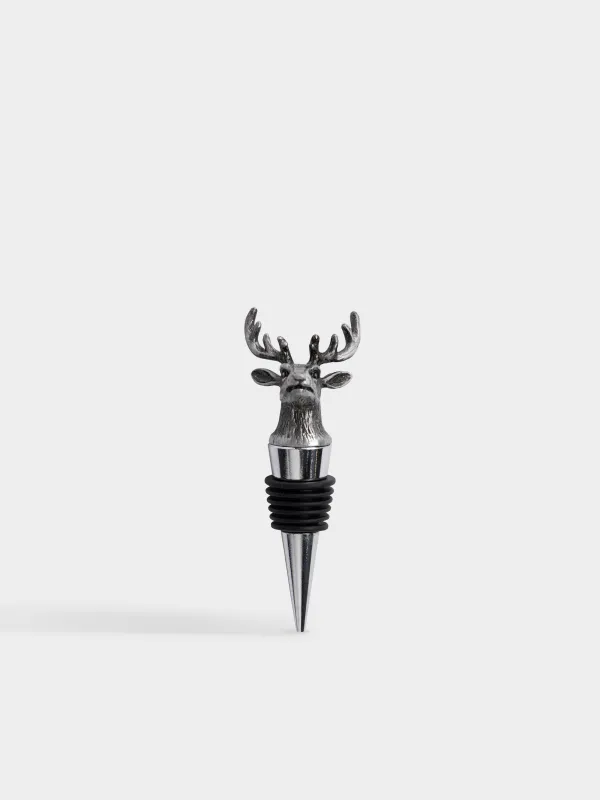 Пробка для винной бутылки, 10 см, Голова оленя, Deer silver, image-0