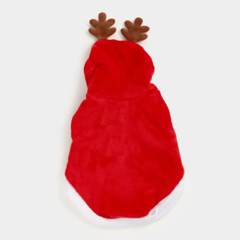 Костюм для животных, карнавальный, полиэстер, красный, Санта-олень, Christmas pet, image-3