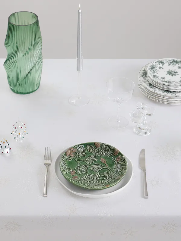 Скатерть, 170х250 см, жаккард, полиэстер, молочная, Снежинки, Snowflakes, image-1