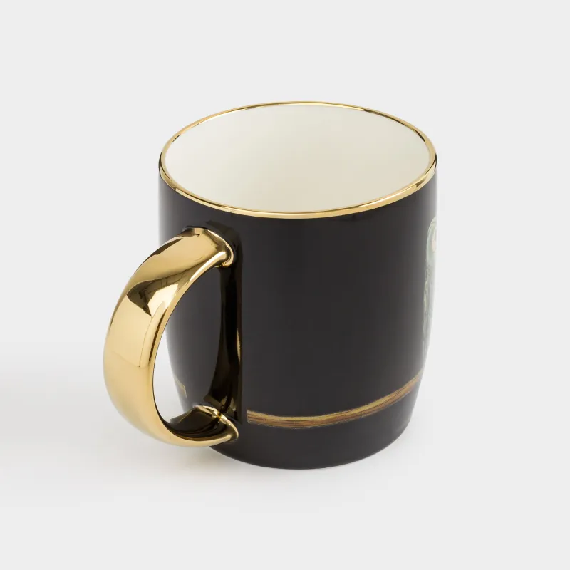 Кружка, 380 мл, фарфор N, черно-золотистая, Совы, Owl, image-1