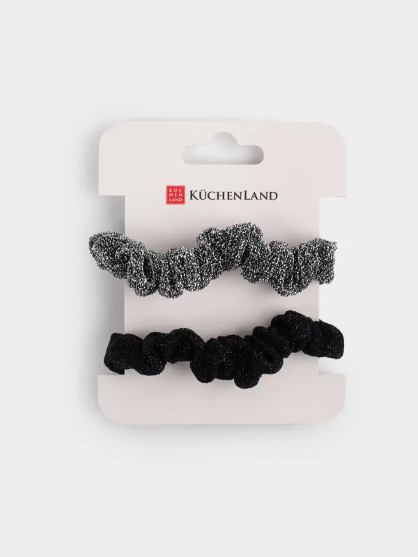Набор резинок для волос, 7 см, 2 шт, полиэстер, черный/серебристый, Hairstyle, image-3