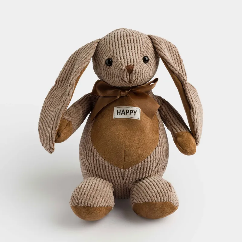 Игрушка, 21 см, мягкая, полиэстер, коричневая, Зайка с бантиком, Rabbit, image-0