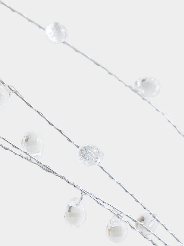 Ветка декоративная, 80 см, акрил/металл, Серебристая ветка с кристаллами, Crystal decor, image-3