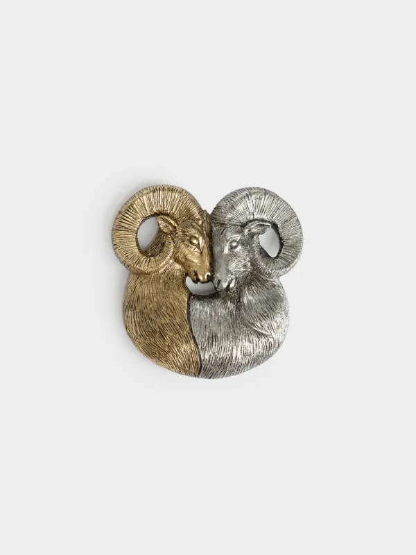Магнит, 8 см, Два барана, Sheep gold, image-0