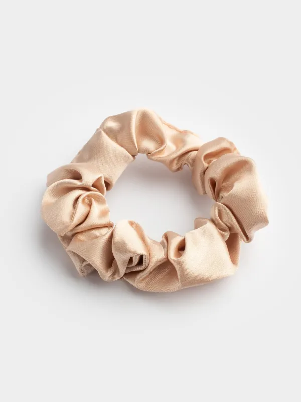 Резинка для волос, 6 см, сатин, бежевая, Silk, image-1