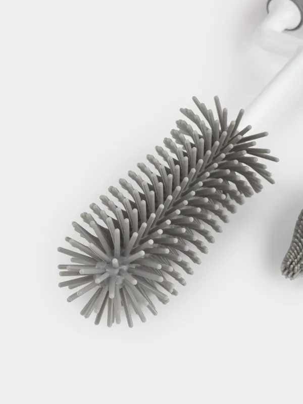 Набор ершиков для мытья бутылок, 30/19 см, 2 шт, пластик/силикон, серый, Clean, image-2