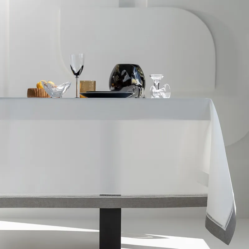 Скатерть, 170х250 см, полиэстер, бело-серая, Milky way