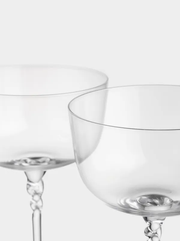 Бокал-креманка для шампанского, 290 мл, 2 шт, кристальное стекло, Витая ножка, Parma, image-3