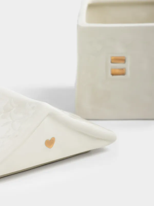 Емкость для хранения, 13х12 см, 680 мл, керамика, молочно-золотистая, Дом, Snow sparks, image-4