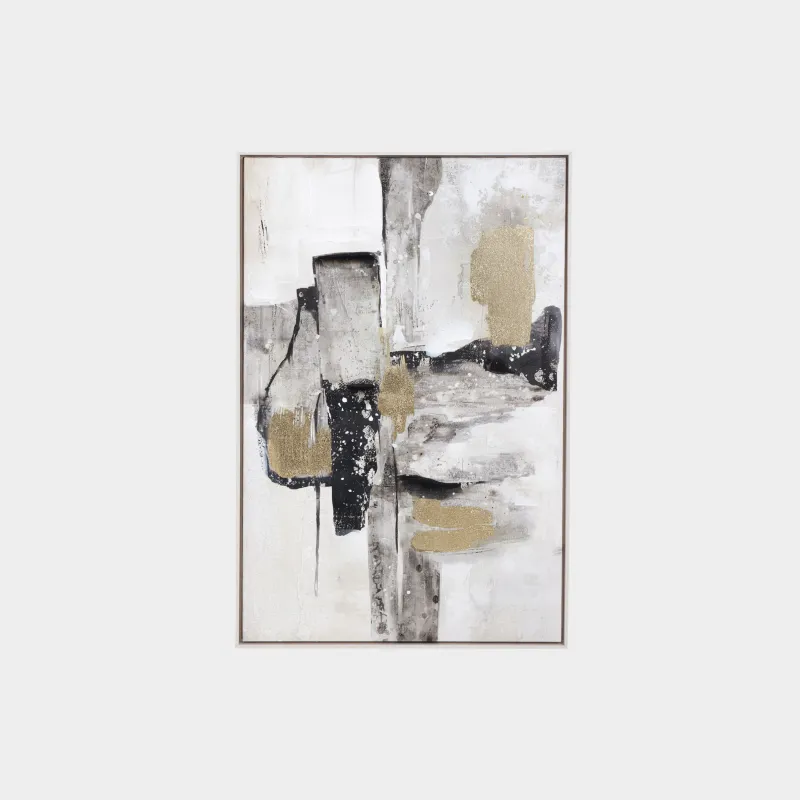 Картина в раме, 62х92 см, холст, серо-черная, Штрихи, Abstract