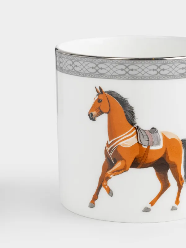 Кружка, 370 мл, фарфор F, бело-серая, с серебристым кантом, Лошадь, Breton horse, image-2