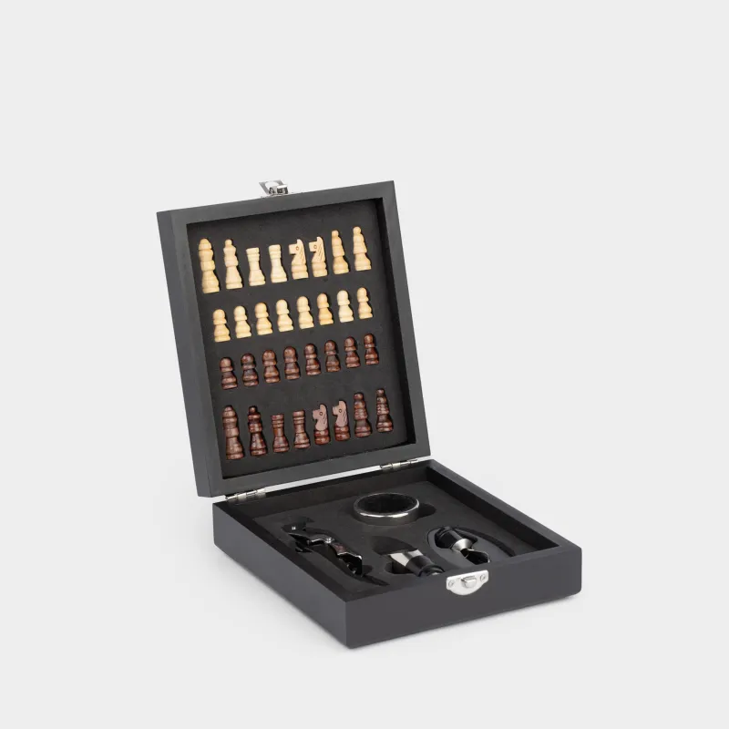 Набор сомелье, 4 пр, в коробке, сталь/пластик/дерево, черный, Шахматы, Bar