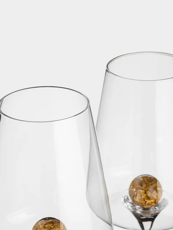 Бокал для белого вина, 350 мл, 2 шт, кристальное стекло, Янтарный шар, Sorento globular, image-3