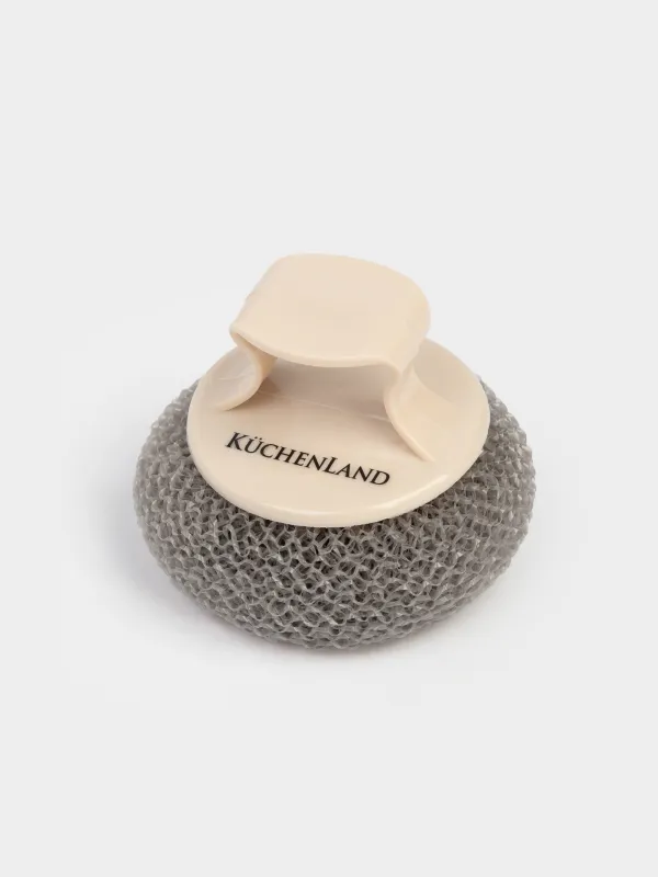 Губка для уборки, 8 см, с коротким держателем, пластик/полипропилен, бежевая, Clean, image-1