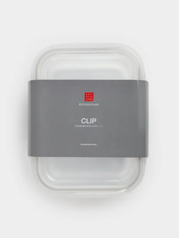 Контейнер, 1 л, с клипсами, стекло Т/пластик, прямоугольный, Clip, image-5
