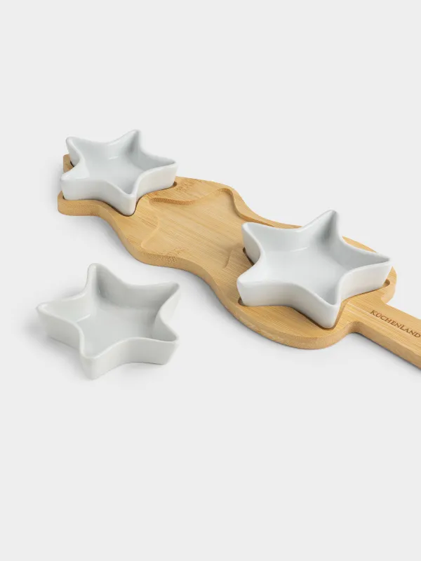 Набор для закусок, 3 предмета, на подставке, Звезды, Bamboo, image-4