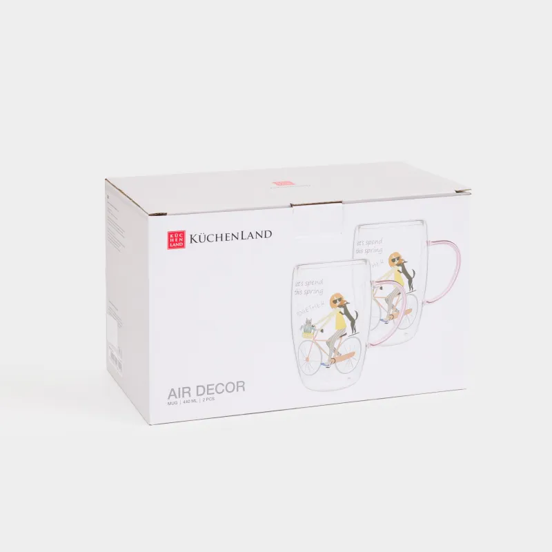 Кружка, 440 мл, 2 шт, стекло Б, розовая, Spring together, Air decor, image-4