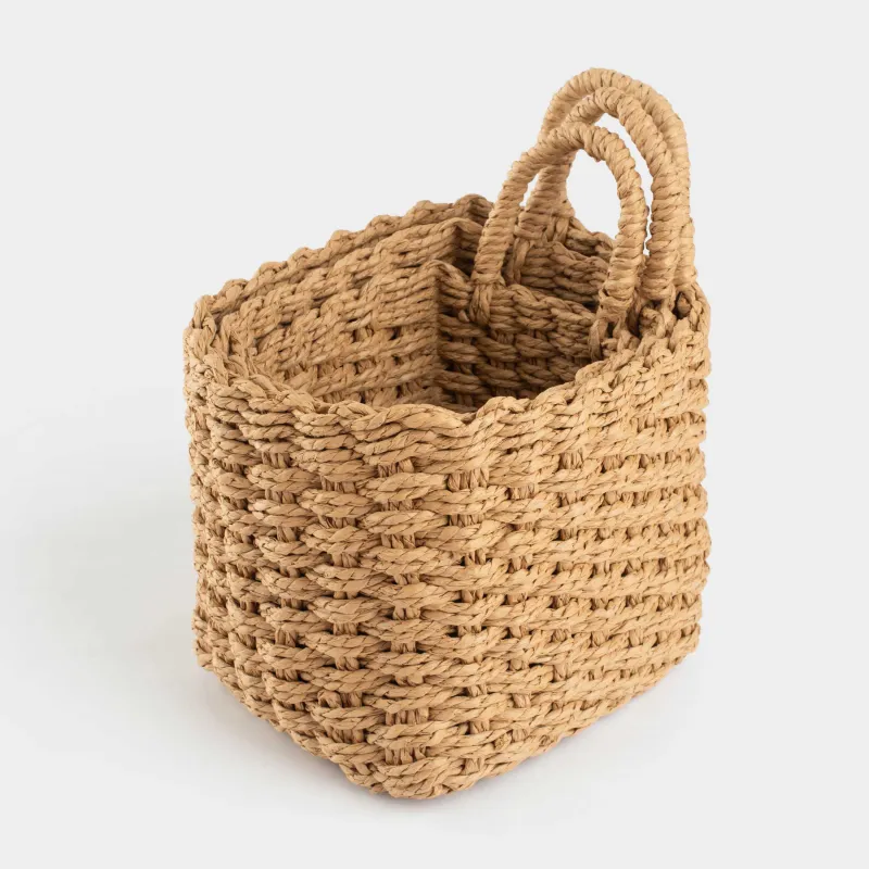 Набор корзин для хранения, 3 шт, плетеный, целлюлоза, квадратный, Braided, image-3